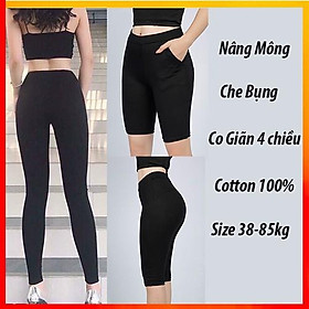 Quần legging đùi,lửng ngố, dài, nâng mông cạp cao siêu hot siêu co giãn loại 1 big size đến 80kg