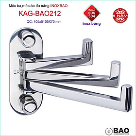 Mua Móc 3 Inox Bảo KAG-BAO212  Móc xoay 180 độ treo đồ nhà tắm SUS304 thiết kế tuyệt đẹp sang trọng tinh tế đến từng chi tiế