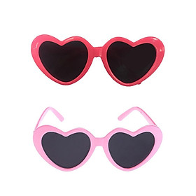 2pcs Trendy Heart Eye Glasses Sunglasses For AG American