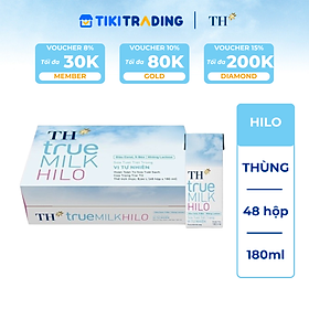 Thùng 48 hộp sữa tươi tiệt trùng TH true MILK HILO vị tự nhiên 180ml