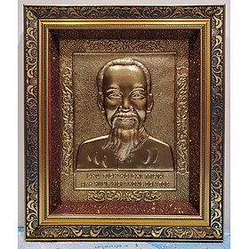 Chân dung ảnh bác Hồ (tranh đồng vàng nguyên chất)