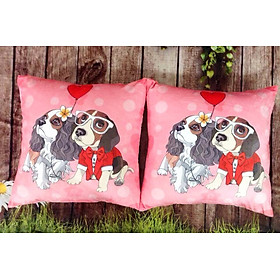 Mua Cặp vỏ gối đôi 45-45cm Đôi chó