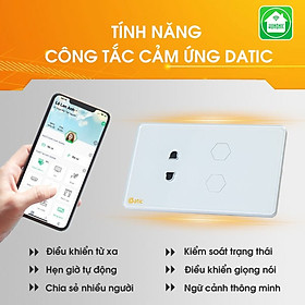 Mua Công tắc thông minh HUNONIC DATIC 2 nút + ổ cắm màu trắng - Điều khiển từ xa bằng điện thoại-Hàng Chính Hãng