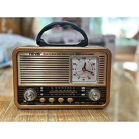 Mua Đài RadioFM-NNS 8898BT thiết kế tân cổ điển  kèm đồng hồ để bàn  bắt sóng FM cực khỏe đầy đủ tính năng nghe nhạc-Hàng Chính Hãng