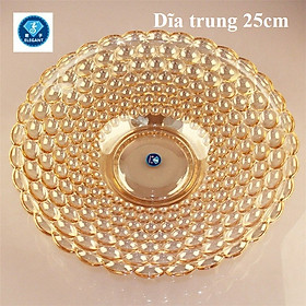 Đĩa trái cây thủy tinh Cao Cấp Khay đựng Hoa Qủa Thủy Tinh, hộp đựng bánh kẹo (size 25cm)