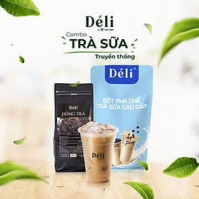 Combo Hồng trà 500gr +Bột pha trà sữa Cao Cấp 1kg Déli [nguyên liệu Pha chế Trà sữa các quán dùng] HSD: 12 tháng