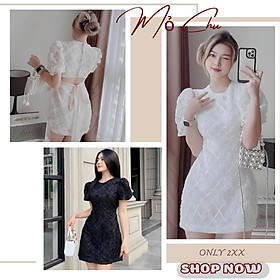 Đầm body ren hoa côt nơ lưng