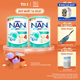 Bộ 2 lon Sữa bột Nestlé NAN OPTIPRO PLUS 4 800g/lon với 5HMO Giúp tiêu hóa tốt