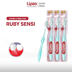 Combo 03 Bàn Chải Đánh Răng LIPZO Ruby Sensi Công Nghệ Lông Chỉ Tơ Nha Khoa Phù Hợp Phụ Nữ Men Răng Yếu, Nhạy Cảm