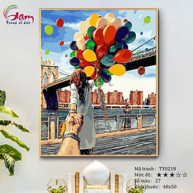 Mua Tranh tự tô màu theo số sơn dầu số hóa - Tranh tình yêu nắm tay em đi khắp thế gian TY0218