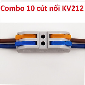 Hình ảnh sách Combo 10 cái Cút nối dây điện đôi 2P 2 cổng vào 2 cổng ra KV212 PCT-222