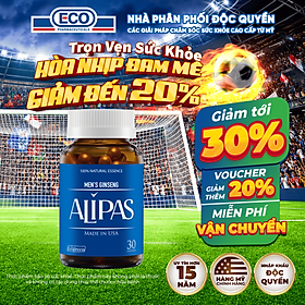 [Hộp 30v] Viên Uống Hỗ Trợ Sinh Lý Nam ALIPAS Ecogreen Tăng Cường Testosterone, Chứa Tinh Chất Hàu