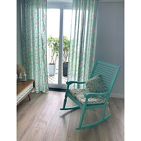 Mua Rèm canvas  rèm decor đẹp MARYTEXCO trang trí nhà cửa  làm dịu nhẹ ánh sáng tự nhiên  rèm ore hoàn thiện tặng kèm dây buộc rèm vintage - họa tiết HOA XANH VINTAGE R-K04 (Giao hàng cho vận chuyển trong 8h làm việc