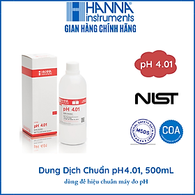 Mua Dung Dịch Chuẩn NIST pH4.01 Để Kiểm Tra/Hiệu Chuẩn Lại Bất Kỳ Máy Đo pH Nào 500mL HANNA HI7004L kèm chứng nhận COA MSDS