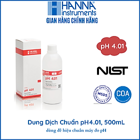 Dung Dịch Chuẩn NIST pH4.01 Để Kiểm Tra/Hiệu Chuẩn Lại Bất Kỳ Máy Đo pH Nào,500mL,HANNA HI7004L kèm chứng nhận COA,MSDS