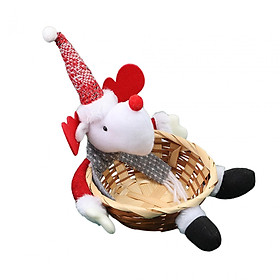 Hand Woven Basket Christmas Desktop Decoration, Christmas Storage Basket, Stylish Fruit Basket Food Basket for Kitchen