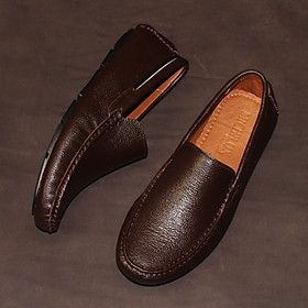 Giày MICHILUX Da Bò Thật Chính Hãng Classic Moccasin CSMS0 Màu Nâu Sẫm