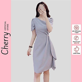 Váy thiết kế dáng vát thân váy - Cherry Store V001