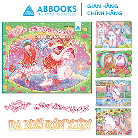 Sách Tô Màu Chữa Lành - Trạm Tô Màu Bình Yên - Hồng Mao, Đậu Đỏ – Ra Ngõ Đón Xuân - ABBOOKS - Xuân Lan