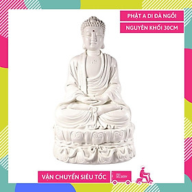 Mua Tượng phật A Di Đà nguyên khối ngồi tòa sen trắng ngà - Cao 30cm