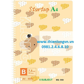 Sổ lò xo đơn A4 - 400 trang; Klong 959 bìa cam