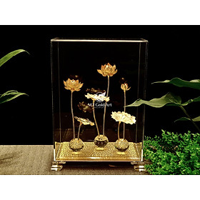 Hồ hoa sen dát vàng (29x16x39cm) MT Gold Art- Hàng chính hãng, trang trí nhà cửa, quà tặng dành cho sếp, đối tác, khách hàng, sự kiện. 