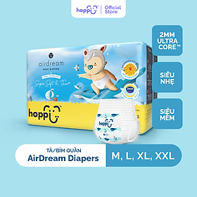 Tã bỉm quần Hoppi AirDream Diaper số lượng M 44 L 38 XL 32 XXL 28 miếng