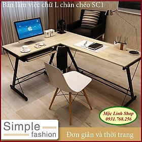 Mua Bàn làm việc chữ L chân chéo SC1 - Bàn chữ L - Bàn làm việc góc tường - Bàn học