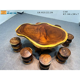 Mua Bàn Cafe Gỗ Me Tây  Bàn Sân Vườn Gỗ Me Tây  Bàn Gỗ Me Tây Nguyên Tấm Dài 1 46m Rộng 1m Dày 7cm