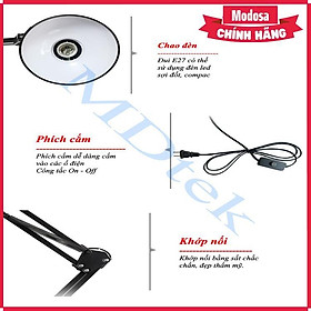Mua Đèn Bàn Modosa Kỹ Thuật Kiểu Dáng Pixar Học Tập  Làm Việc Dài 80Cm + Tặng Bóng Led 7W Vàng - Hàng Chính Hãng