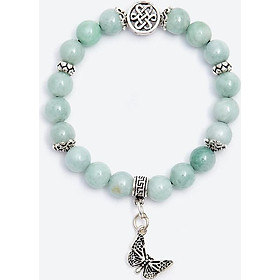 Vòng tay cẩm thạch phỉ thúy phối bướm bạc Ngọc Quý Gemstones