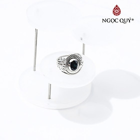 Nhẫn bạc nam mặt đá saphire 19mm mệnh thủy, mộc - Ngọc Quý Gemstones