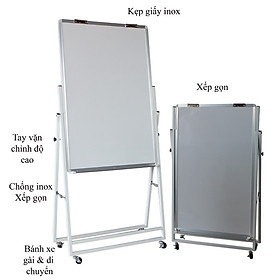 Bảng Flipchart chân gấp 80x120cm-Mặt bảng trắng không ô ly-bảng giá rẻ BAVICO