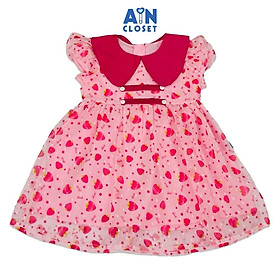 Đầm bé gái họa tiết DâuTim Hồng Tơ - AICDBGA3WOTP - AIN Closet