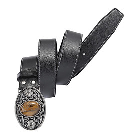 Western Cowboy Men's Waist Belt PU Leather with Buckle 1.5" Wide Waistband for Pants
