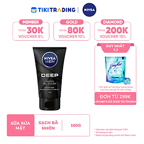 Sữa Rửa Mặt NIVEA MEN DEEP Than Đen Hoạt Tính Hút Nhờn Sáng Da (100G) - 84415