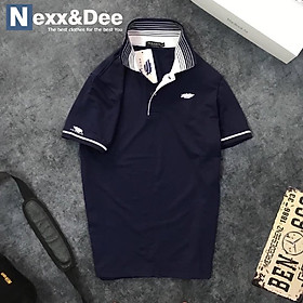 Áo thun polo nam sọc ngang có cổ vải cá sấu cao cấp trung niên Nexx & Dee ND01 - Xanh đen - XXL