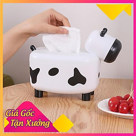 Mua Hộp Đựng Khăn Giấy Để Bàn Kiêm Lọ Để Tăm Hình Con Bò Sữa FREESHIP  TP S