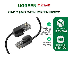 Dây cáp mạng Ethernet chuẩn CAT6A đầu cắm RJ45 siêu mỏng, hỗ trợ tốc độ nhanh lên đến 10Gbps dài từ 0.5-2m UGREEN NW122 - Hàng chính hãng