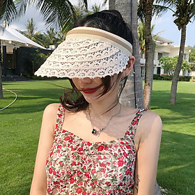 Nón visor lưỡi trai hở chóp bằng ren cho nữ phong cách Hàn điệu đà dùng đi biển/ mũ vành rộng chống nắng mùa hè xinh xắn- Smice House