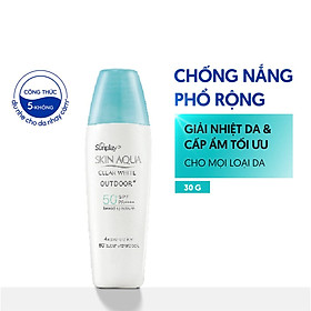 Kem chống nắng Skin Aqua dưỡng da cho mặt khi hoạt động ngoài trời dạng gel Sunplay Skin Aqua Clear White Outdoor+ SPF50+ PA++++ 30g