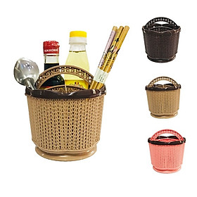 Rổ đựng đồ tròn hoa  có quai đa năng kích thước 14 cm x 14 cm x 14 cm