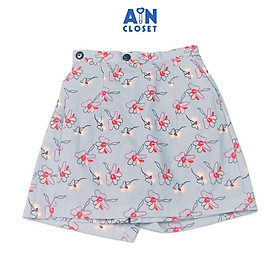 Quần váy ngắn cho mẹ Hoa bướm xanh linen - AICDMESXXO7I - AIN Closet