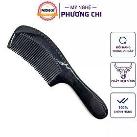 Lược sừng trâu chuôi bầu trơn đen dài 20cm, lược chải tóc gỡ rối massage đầu | Mỹ Nghệ Phương Chi