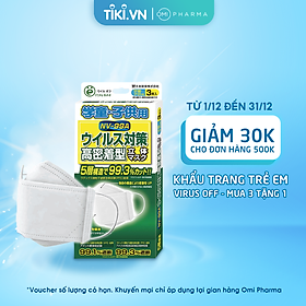 (Mua 3 tặng 1) Combo 3 hộp Khẩu trang trẻ em Virus Off - Ohki Nhật Bản thiết kế 3D ôm sát mặt NV-99A 3 miếng