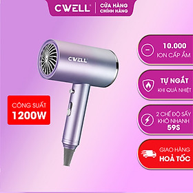 Máy sấy tóc mini CWell 2 chiều nóng lạnh C02HD 1200W, bản ngắt nhiệt nhanh - Tặng đầu sấy tạo kiểu - Tím