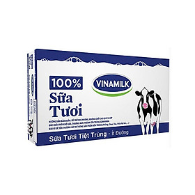 THÙNG 48 HỘP SỮA TƯƠI TIỆT TRÙNG VINAMILK 100% ÍT ĐƯỜNG - 110ML