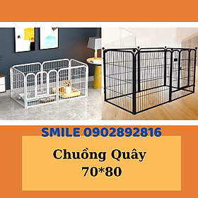 Chuồng Quây Chó Lớn - Nan Ống Siêu Dày Cap cấp - Gồm 6 tấm ghép Size 70*80cm - Màu đen