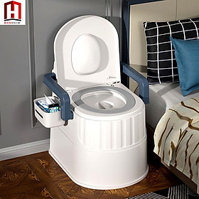 Bồn cầu di động có tay vịn cho người già bà bầu, toilet di động thông minh có đệm, Bô vệ sinh cho người già tại giường HÀNG CHÍNH HÃNG (màu ngẫu nhiên)