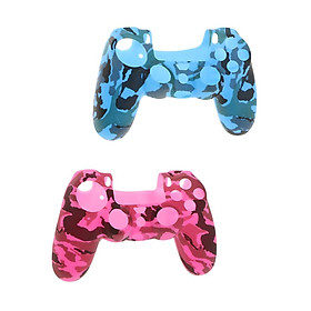 2 Pieces Anti-slip Silicone Cover Case Protection Sleeve for Sony PS4 Gamepad Grip Rose/Blue